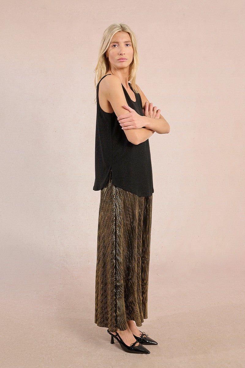 Molly Bracken Metallic Tank Black Top
