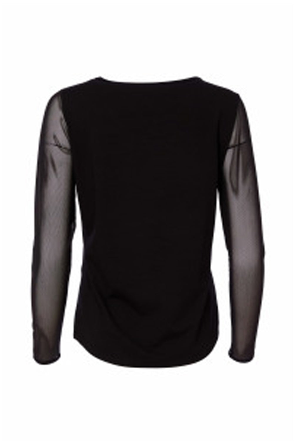 Naya Jersey Black Round Neck Top With Mesh Sleeve