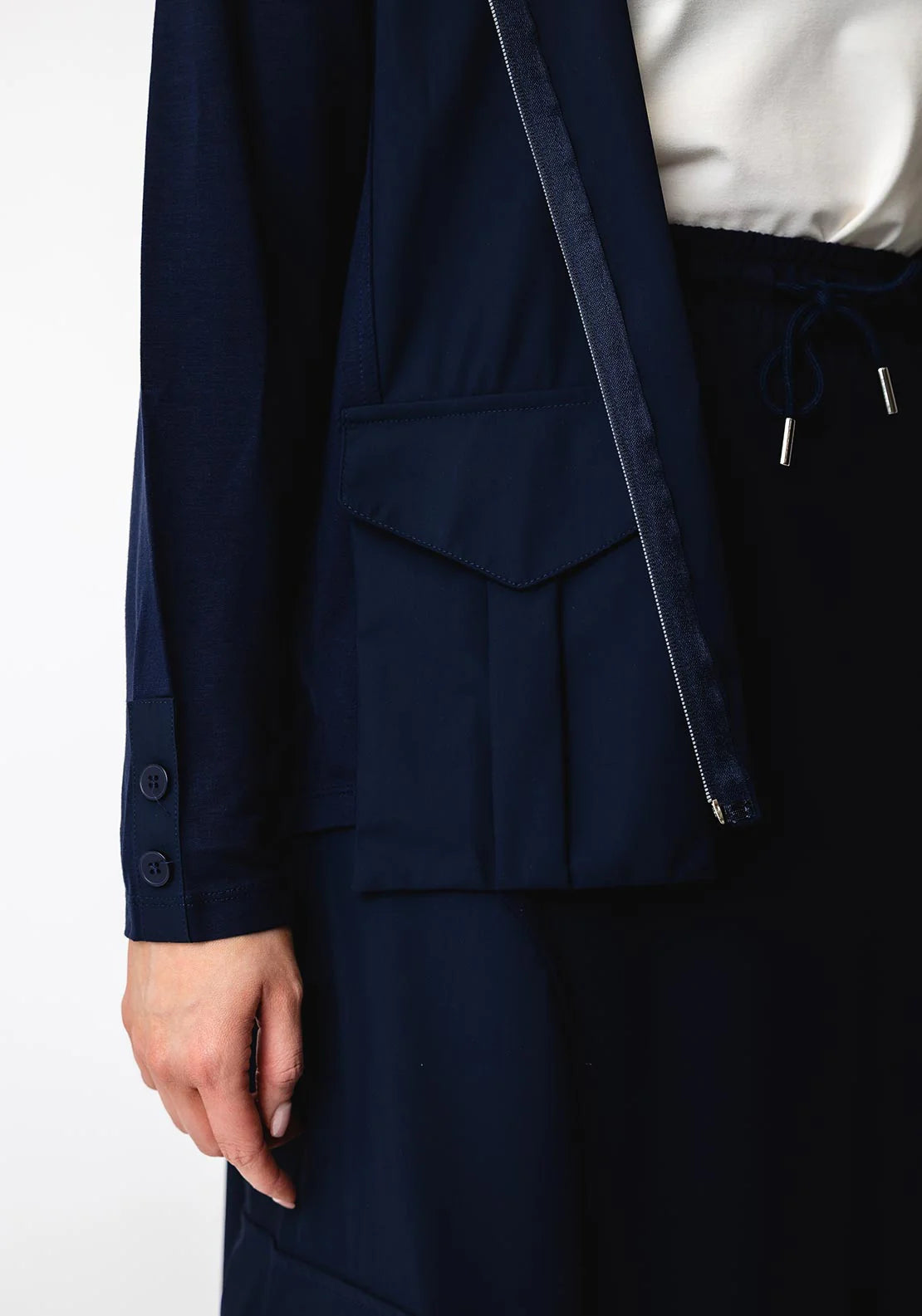 Naya French Blue Hooded Pocket Detail Jacket