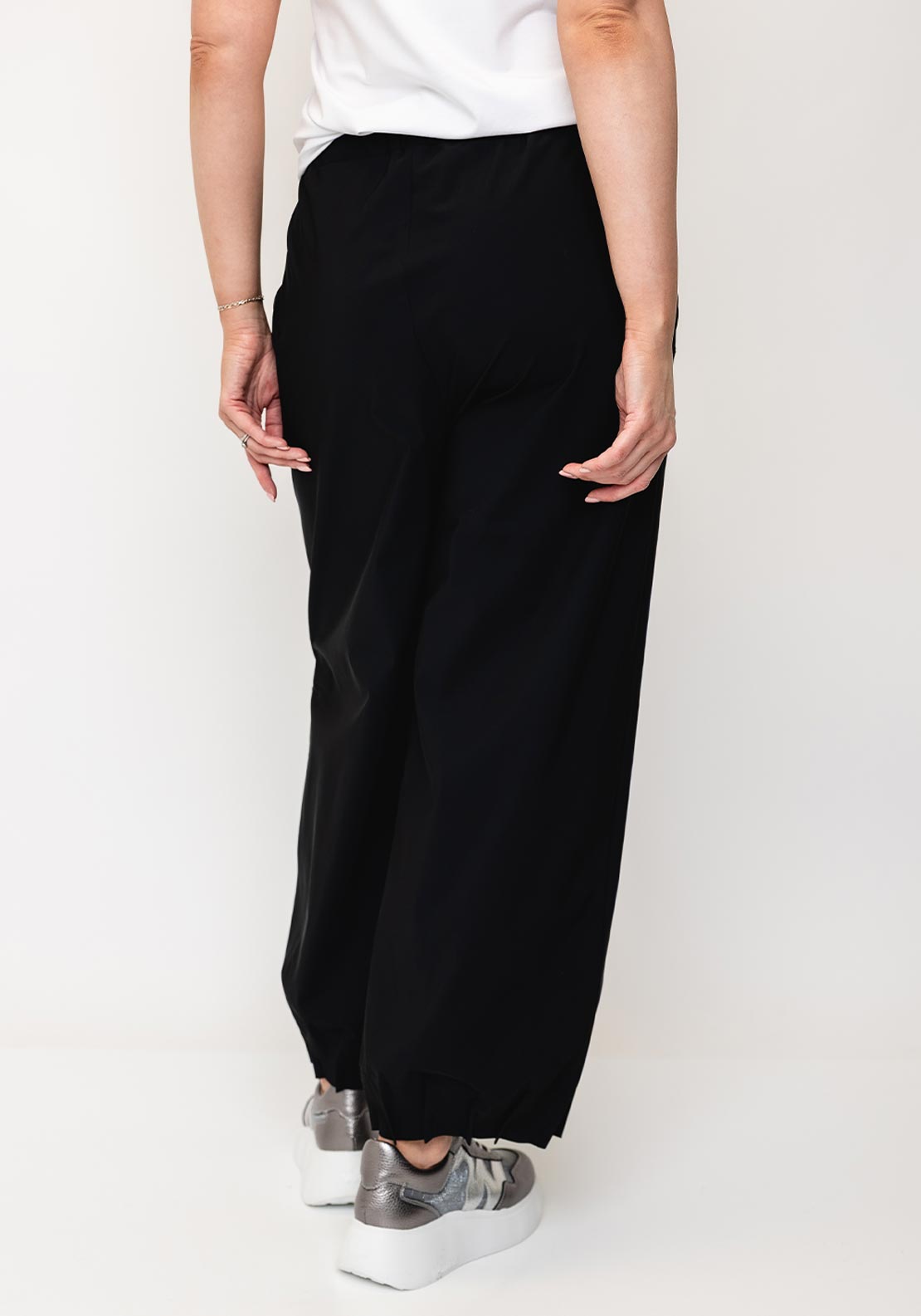 Naya Black Trousers With Cinch Cuff - Black