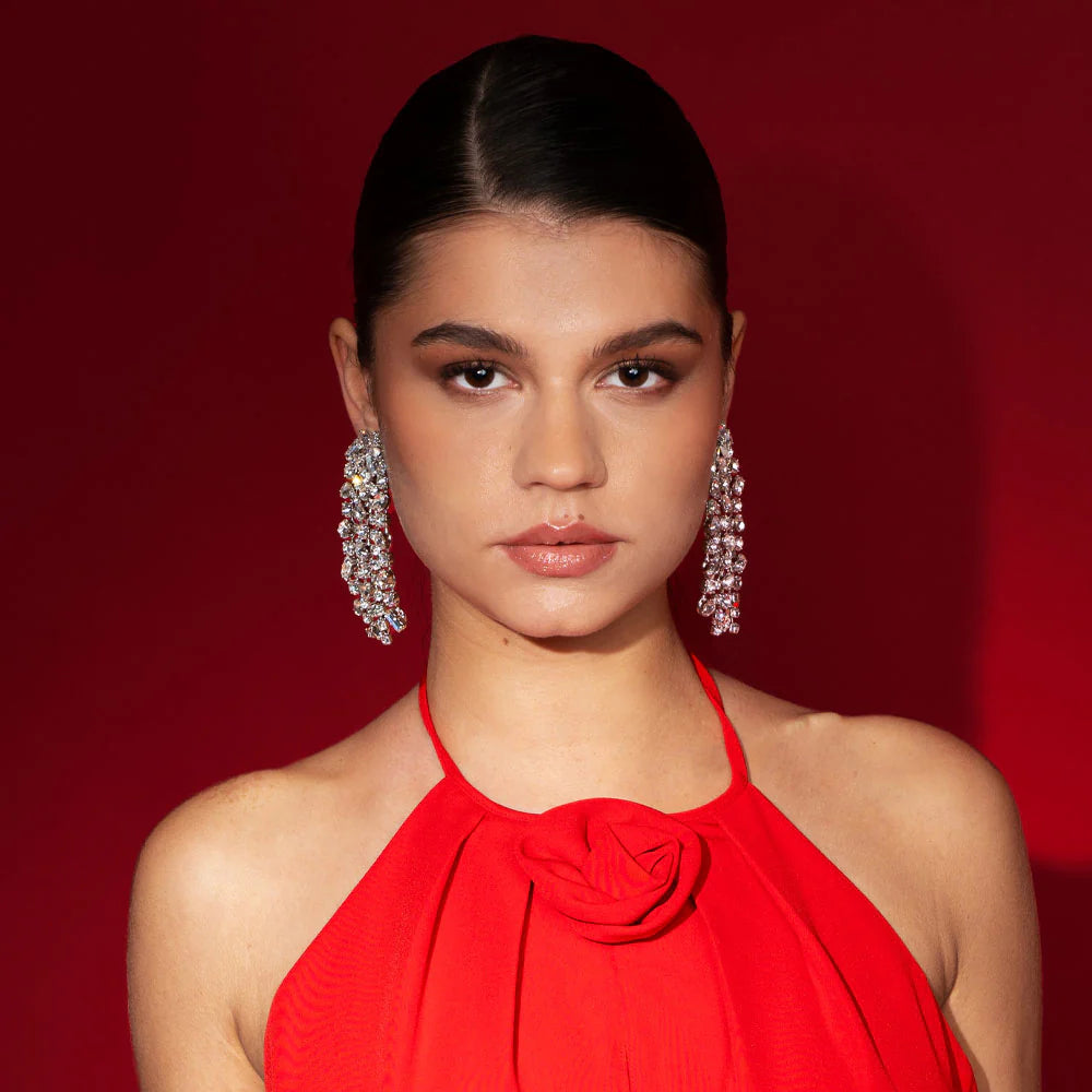 Caroline Svedbom Noelle Statement Earrings Crystal Rhodium