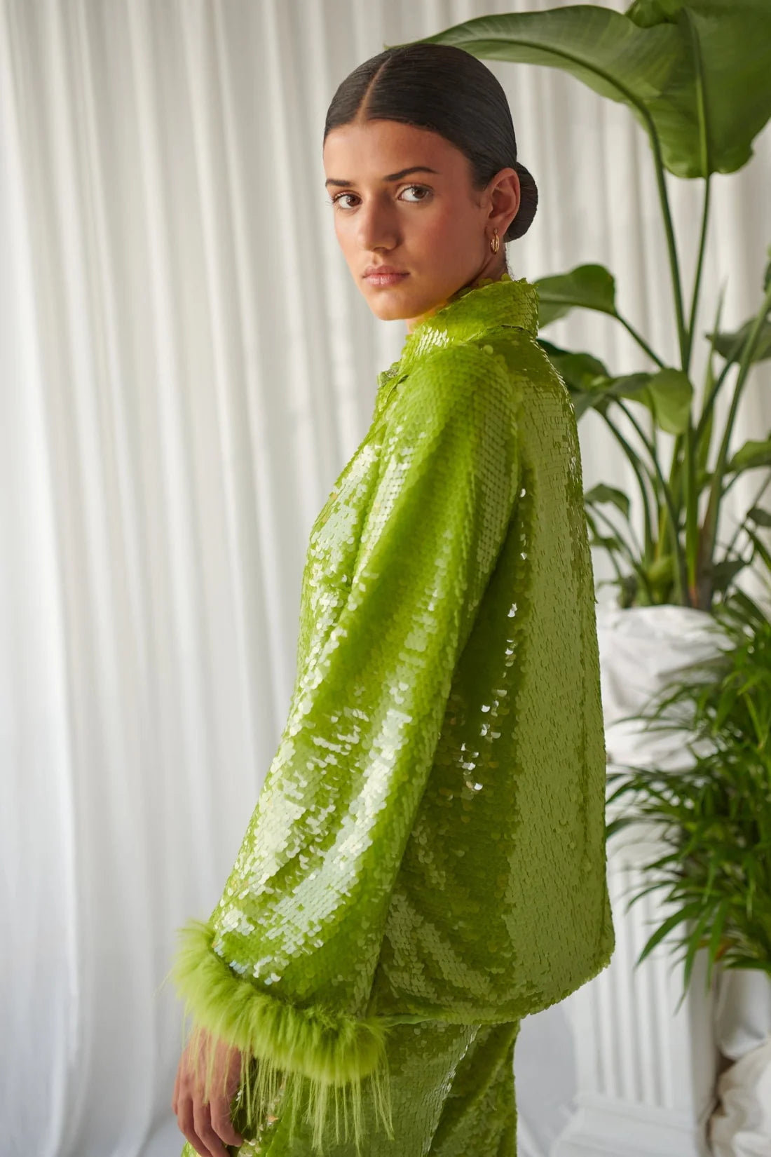 Celia B  Sequin Green Oasis Top