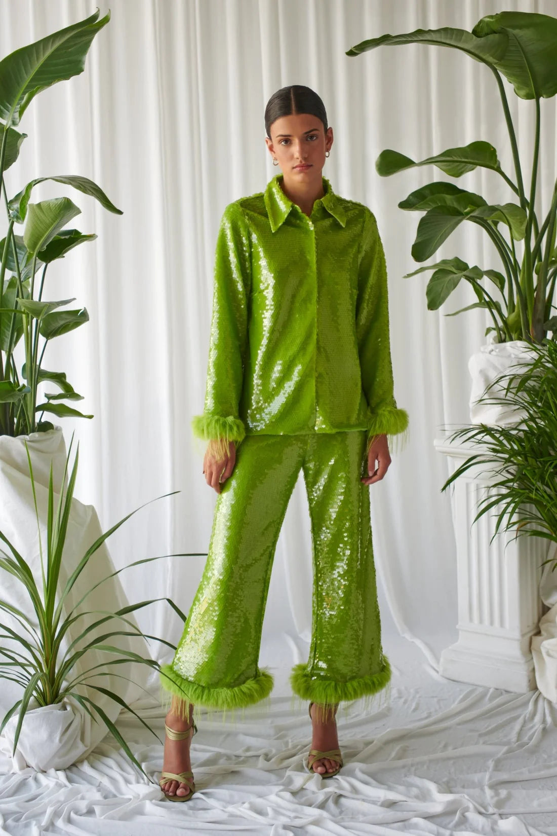 Celia B  Sequin Green Oasis Top