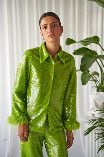 Celia B  Sequin Green Oasis Top