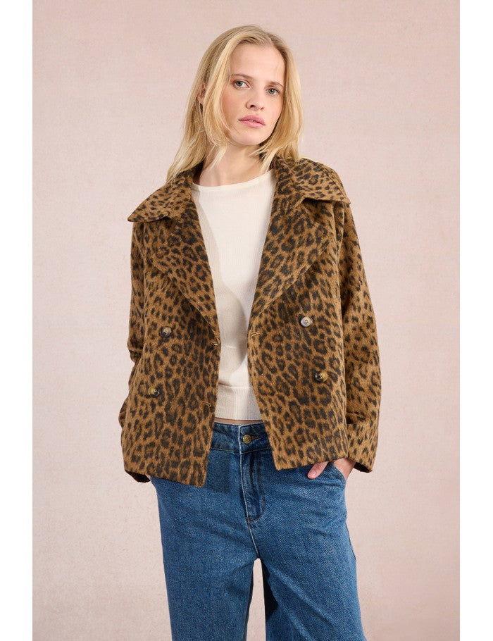 Molly Bracken Leopard Print Double Breasted Jacket