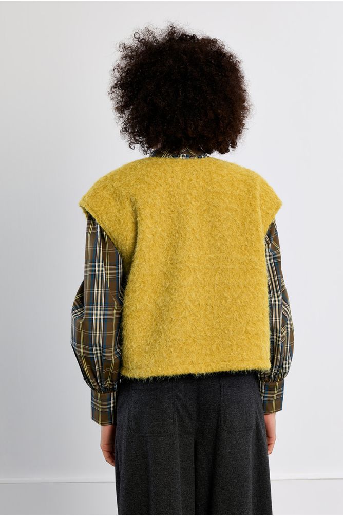 Molly Bracken Lime Green Oversized Terry Knit Vest