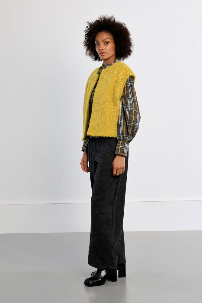 Molly Bracken Lime Green Oversized Terry Knit Vest
