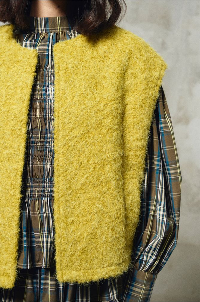 Molly Bracken Lime Green Oversized Terry Knit Vest