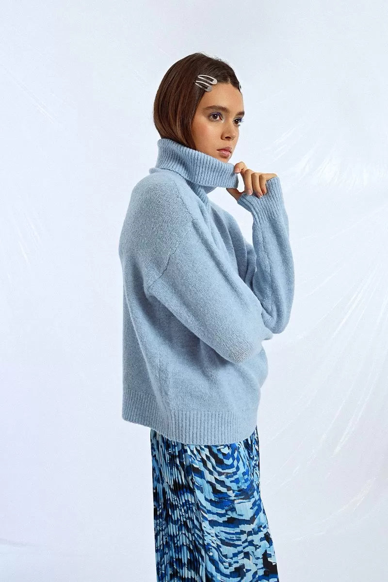Lili Sidonio Pale Blue High Turtle Neck Sweater