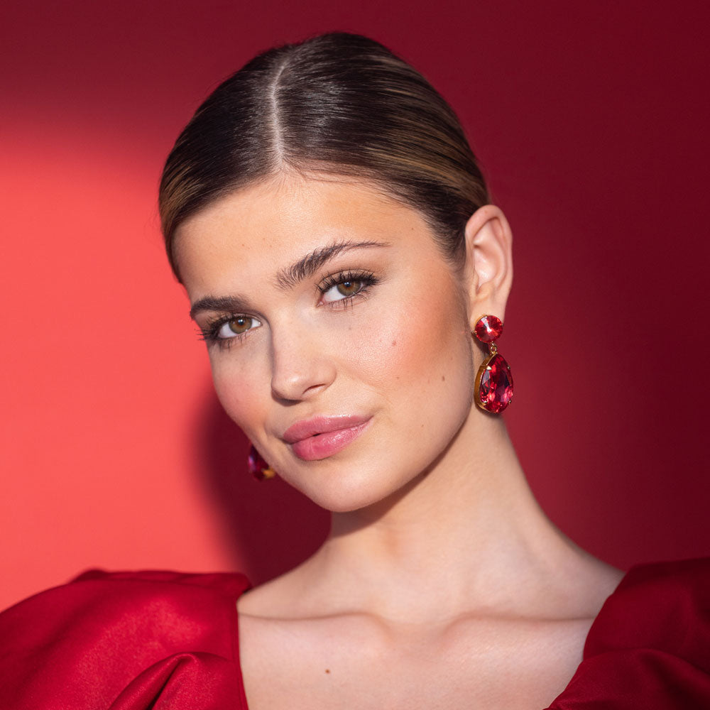 Caroline Svedbom Perfect Drop Earring Mulberry Red