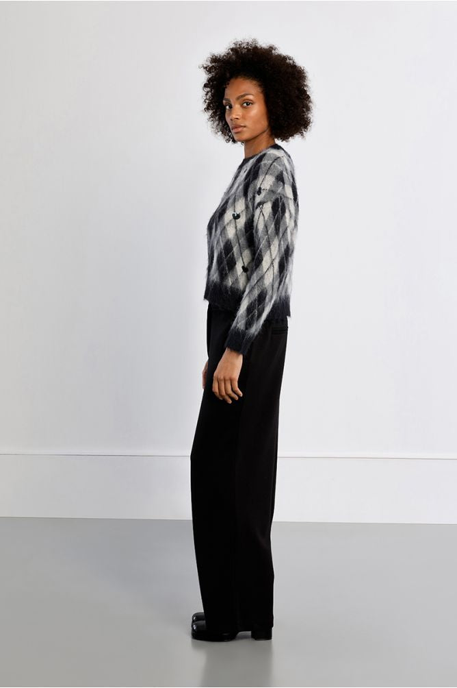 Molly Bracken Plaid Black Sweater With Hearts