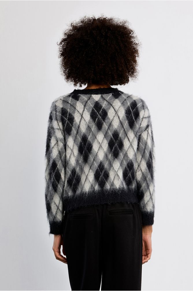 Molly Bracken Plaid Black Sweater With Hearts