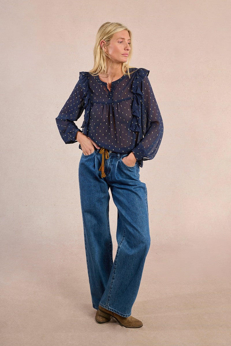 Molly Bracken Semi Transparent Polka Dot Blouse