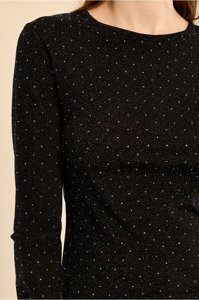 Molly Bracken Black Polka Dot Long-Sleeved Top