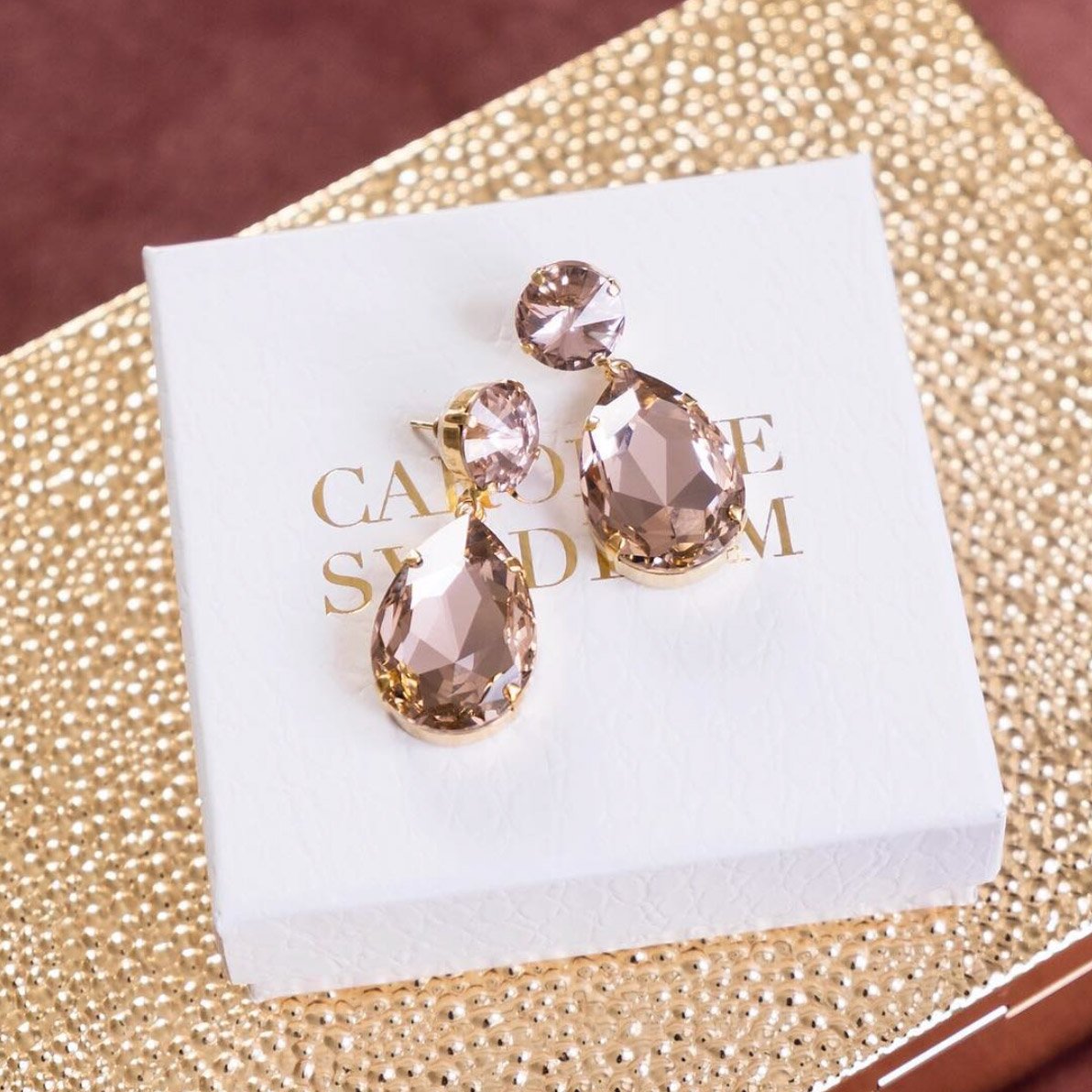 Caroline Svedbom Perfect Drop Earrings Gold Vintage Rose