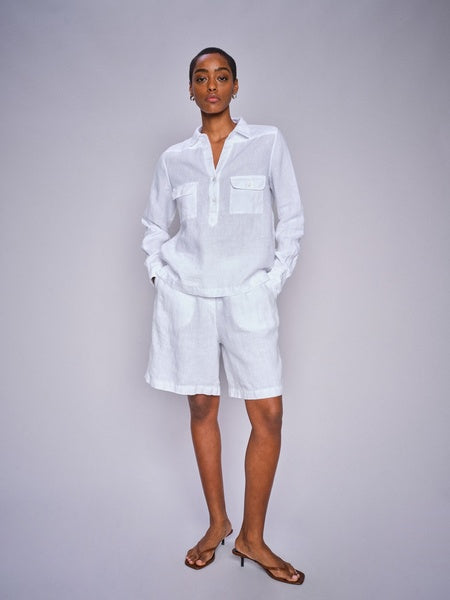 Mos Mosh  White Enna Linen Pocket Blouse
