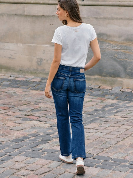 Mos Mosh White Tulli V-SS Basic Tee