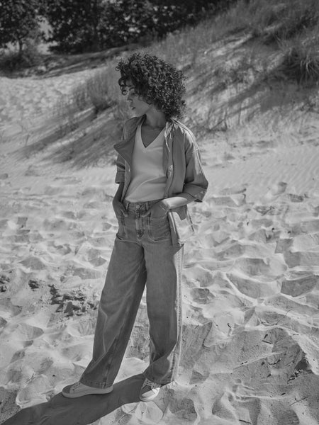 Mos Mosh White Nicole V-SS Rib Tee