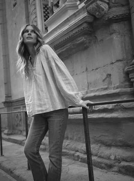 Mos Mosh Cashmere Blue Striped Linen Shirt