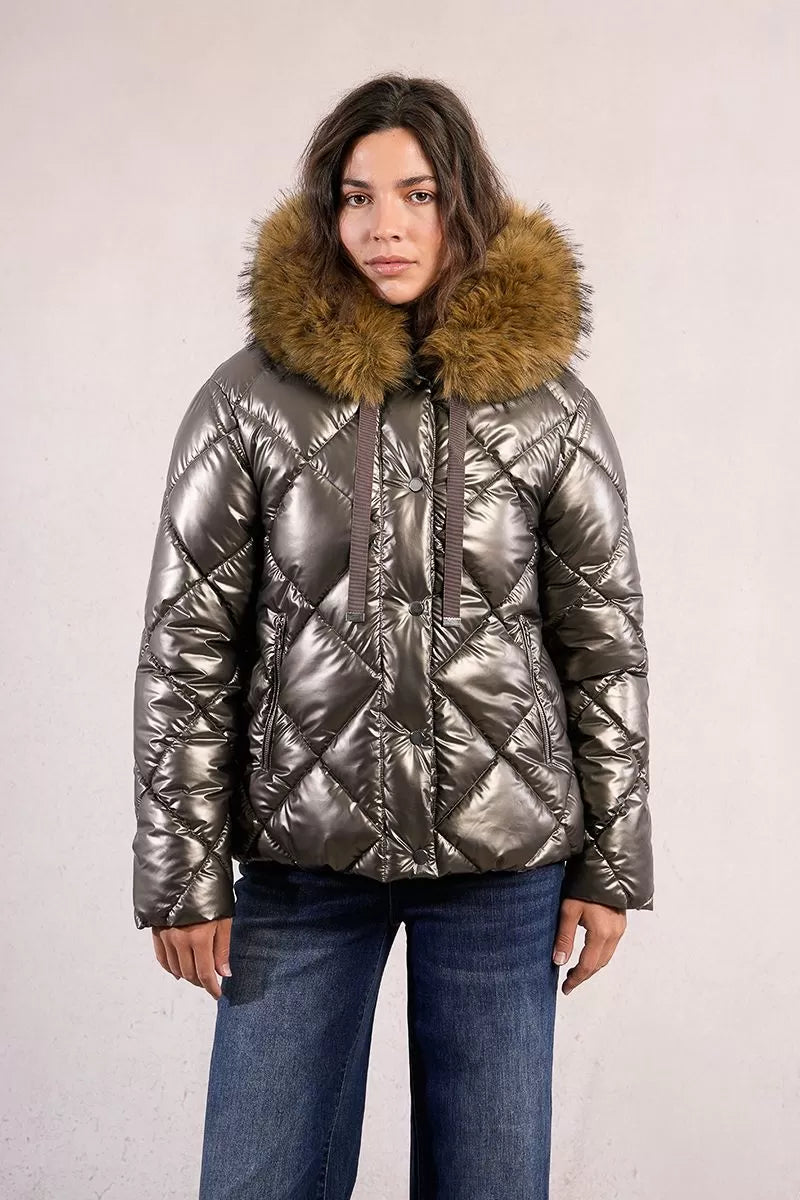 Molly Bracken Quilted &amp; Iridescent Padded Jacket