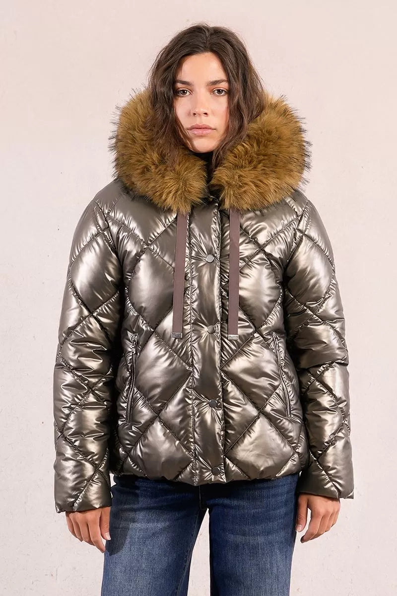 Molly Bracken Quilted &amp; Iridescent Padded Jacket