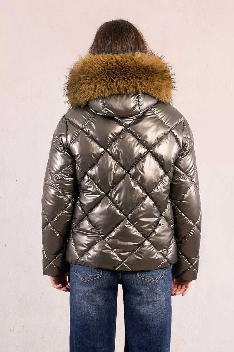 Molly Bracken Quilted &amp; Iridescent Padded Jacket
