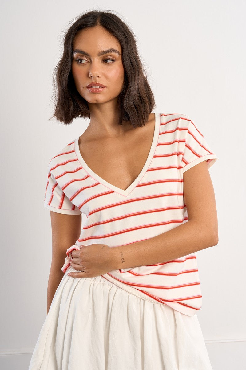 Molly Bracken Red Striped Tshirt