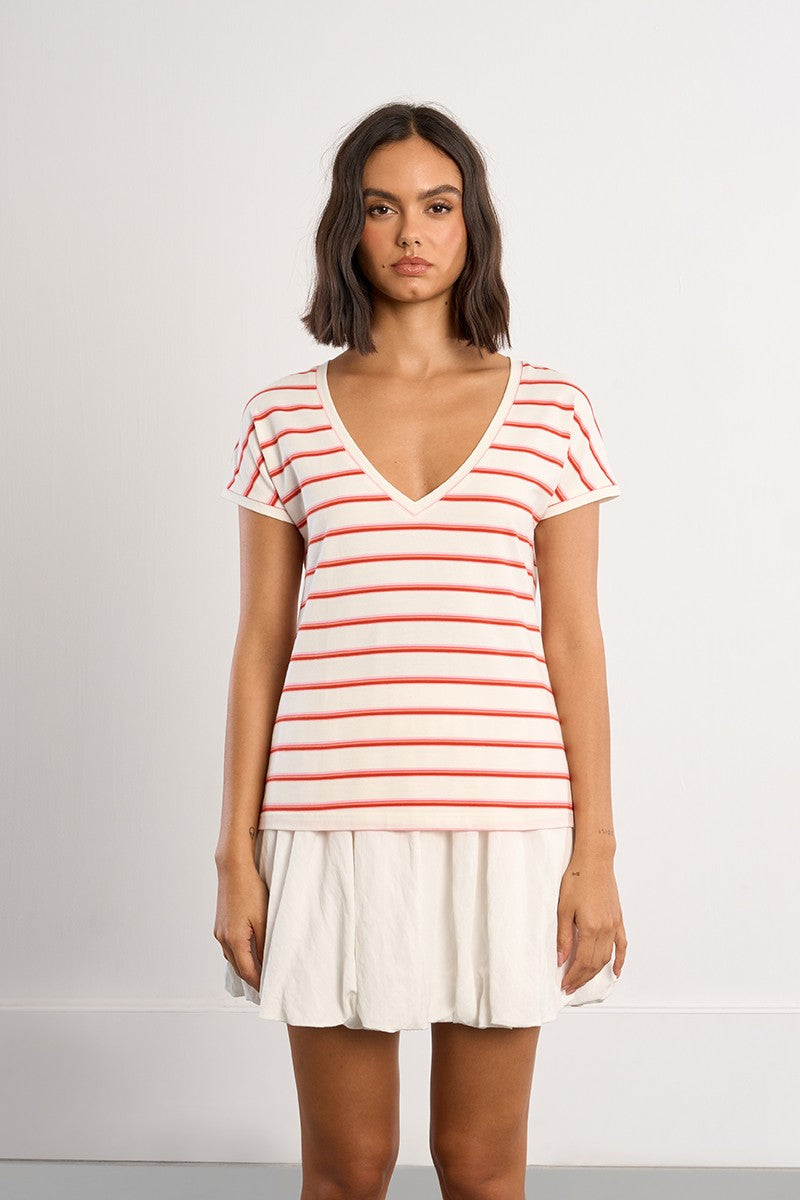 Molly Bracken Red Striped Tshirt