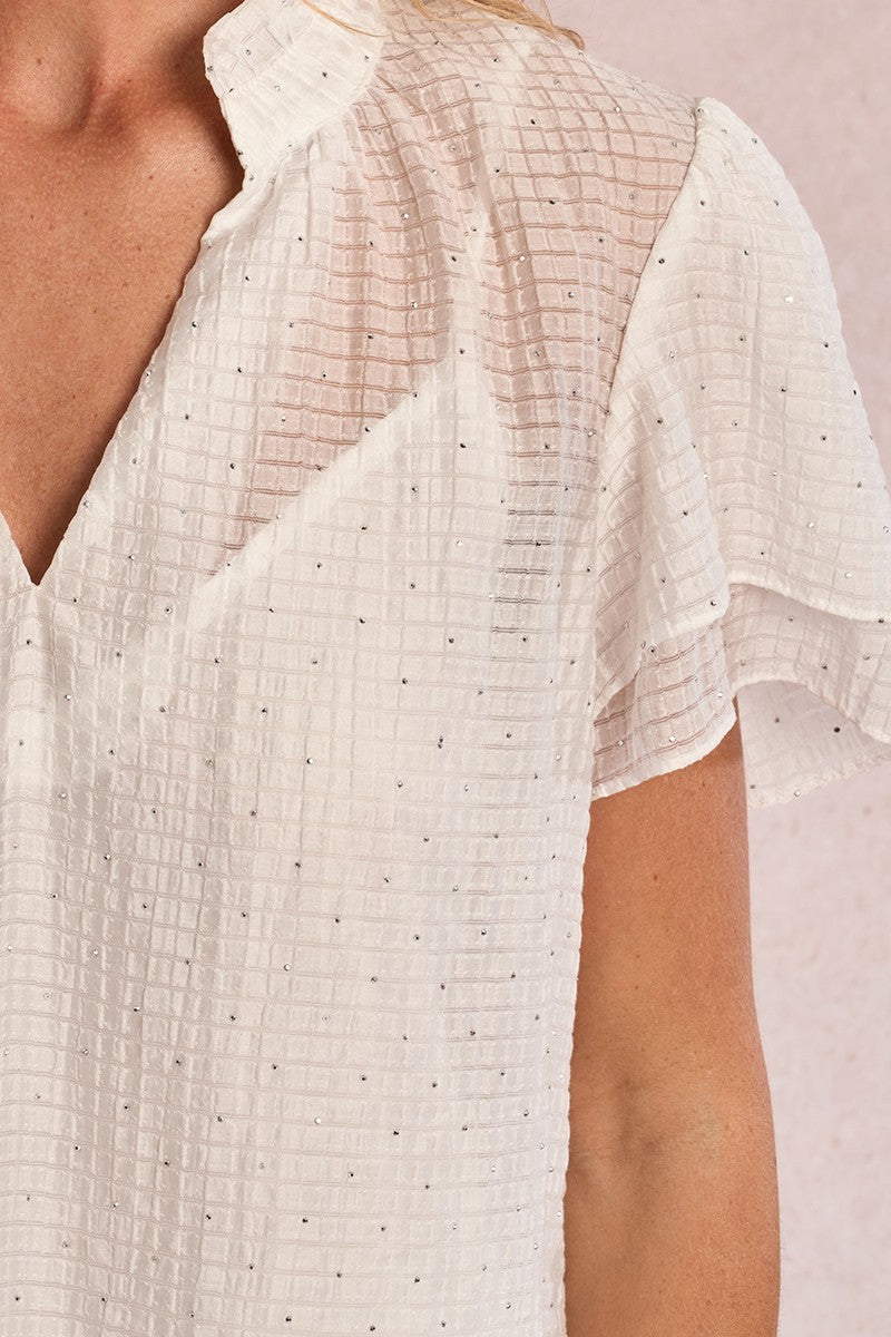 Molly Bracken Rhinestone White Shirt