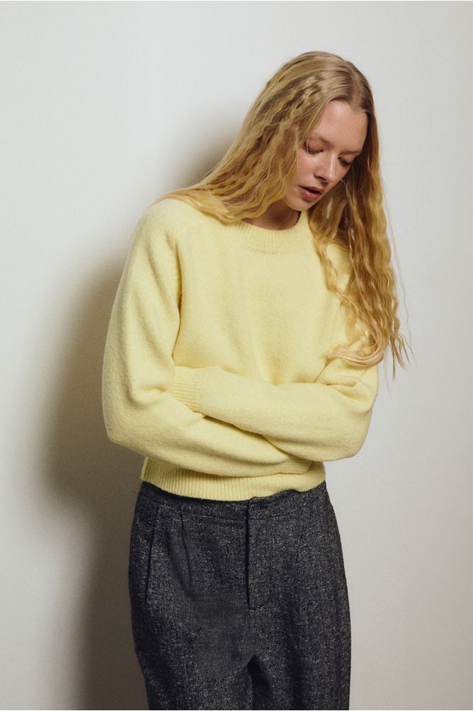 Molly Bracken Yellow Ribbed Crop Sweater