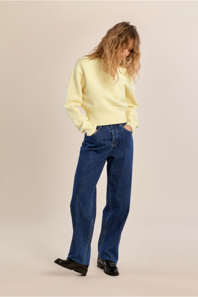 Molly Bracken Yellow Ribbed Crop Sweater