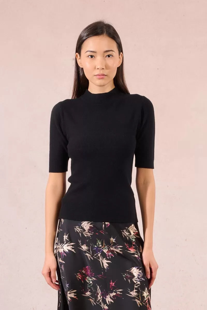 Molly Bracken Short Sleeved Black Sweater