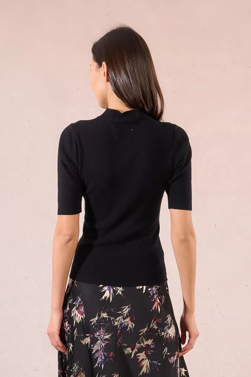 Molly Bracken Short Sleeved Black Sweater