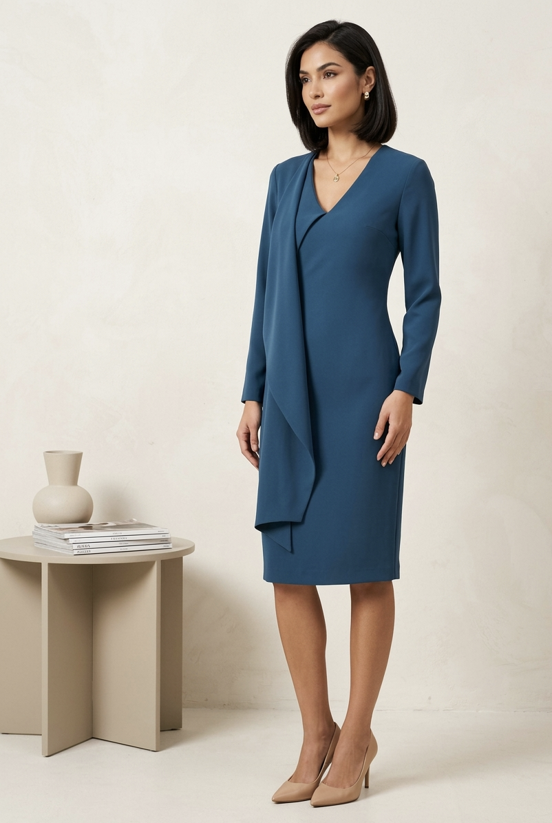 Birelin Midi Length Blue Dress