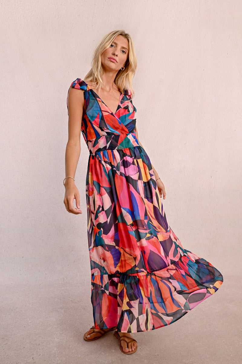 Molly Bracken Semi-sheer Printed Maxi Dress