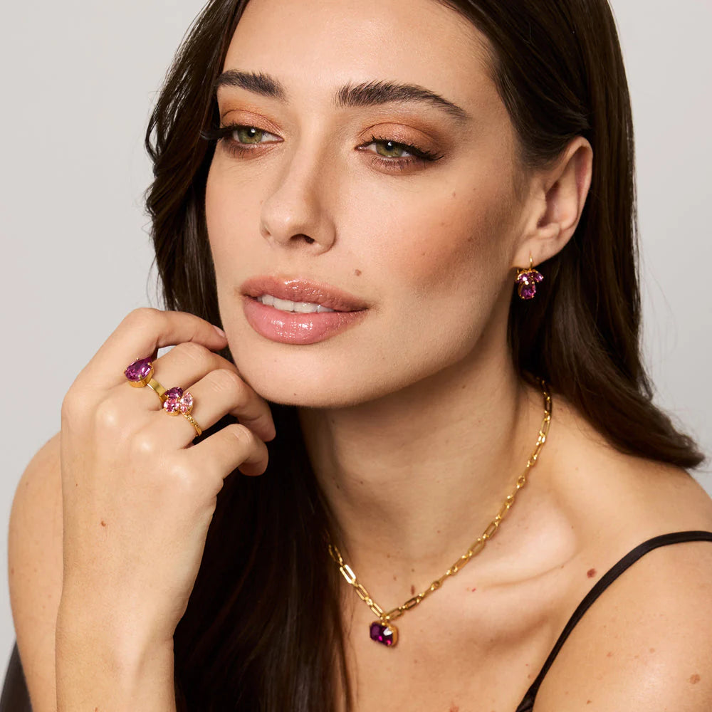 Caroline Svedbom Petite Timo Earrings Gold Dark Rose