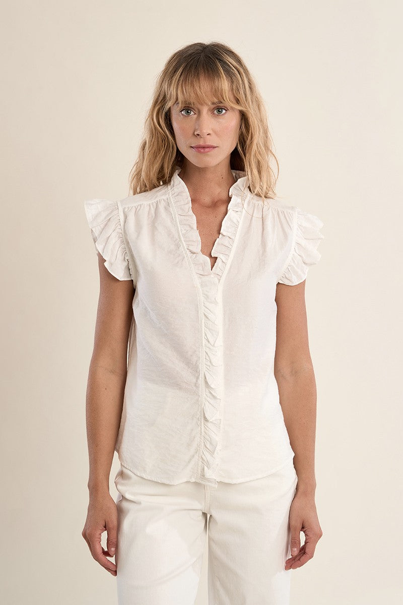 Molly Bracken Off-White Ruffle Blouse/Shirt