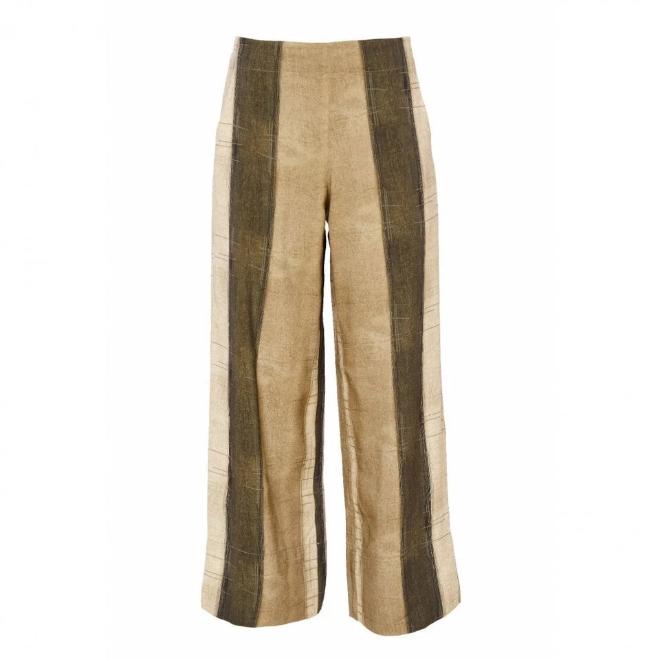 Naya Army Wide Leg Cropped Trousers With Slit At Hem
