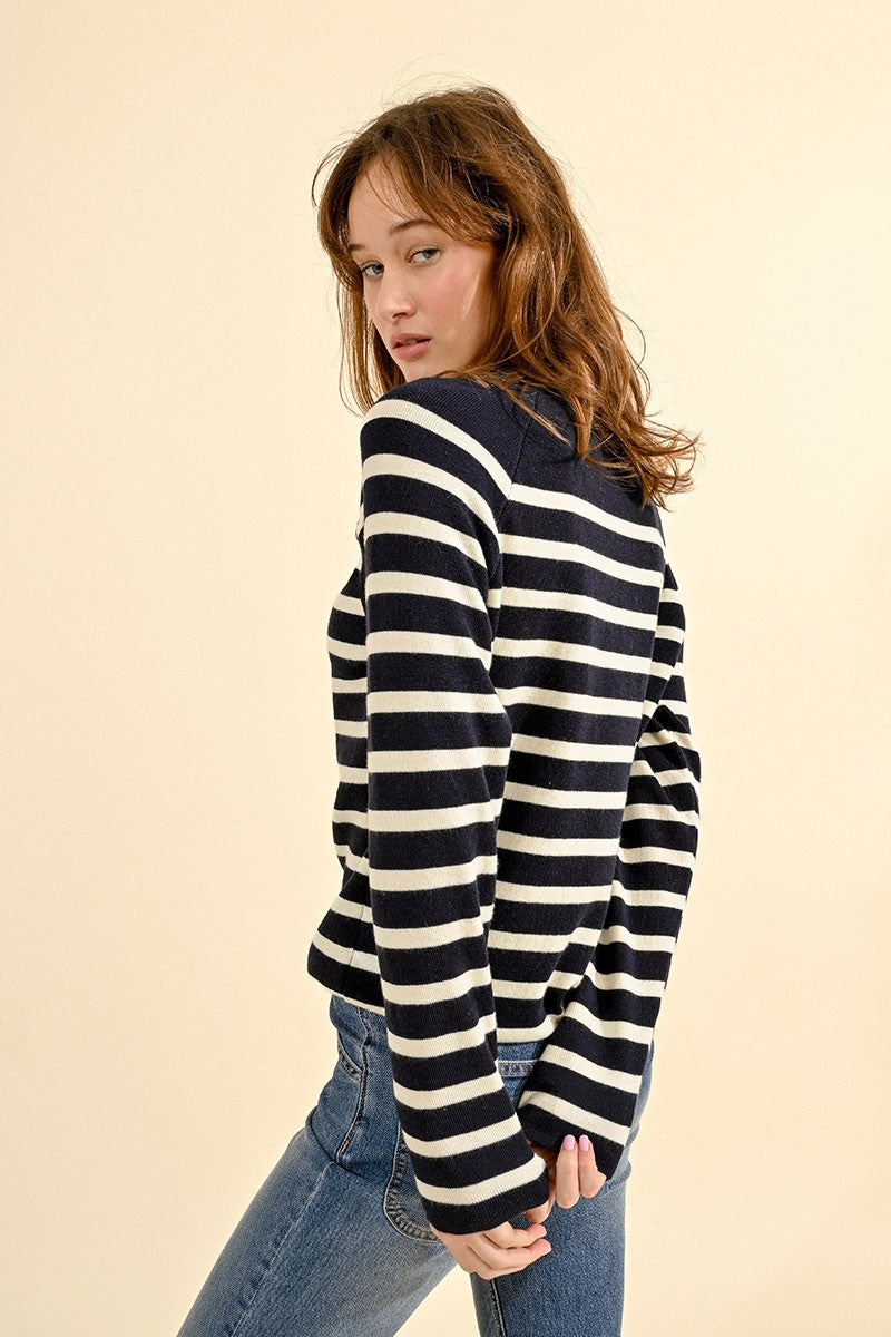 Molly Bracken Navy Knitted Sailor Sweater