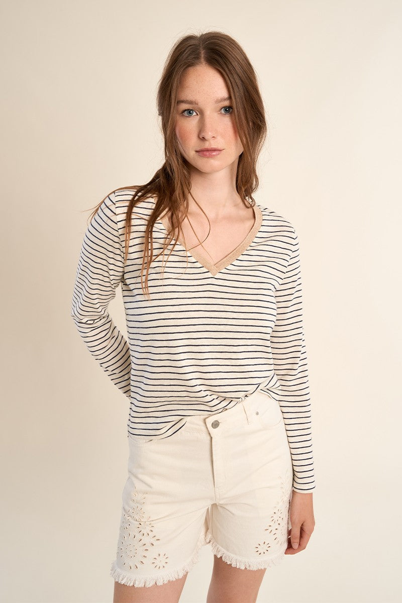 Molly BrackenSailor T-Shirt - Marine Blue-Ecru