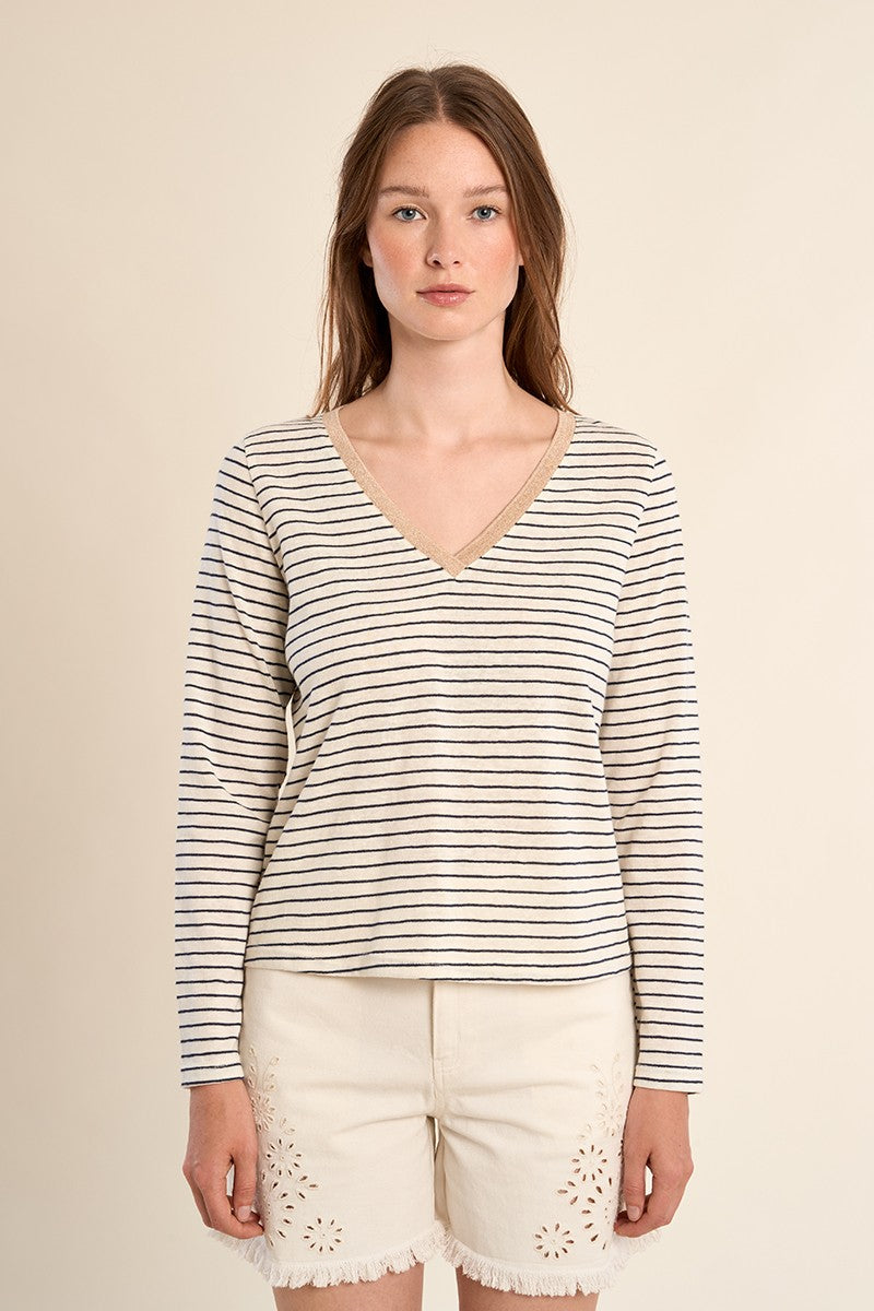 Molly BrackenSailor T-Shirt - Marine Blue-Ecru