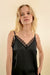 Molly Bracken Satin Black Cami With Lace