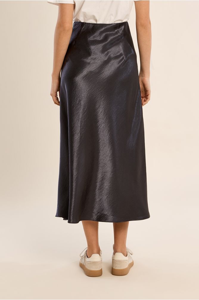 Molly Bracken Satin High Waisted Gun Metal Skirt