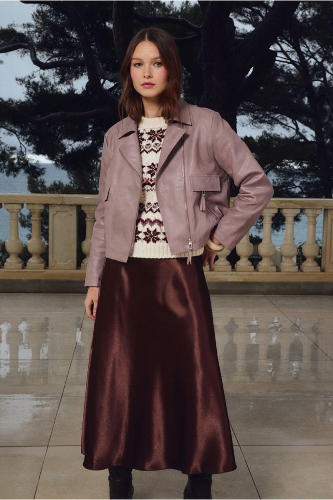 Molly Bracken Satin High Rise Chocolate Skirt