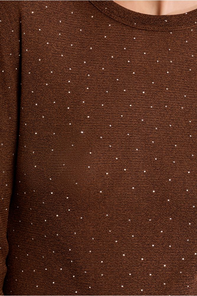 Molly Bracken Semi Sheer Polka Dot Chocolate Top