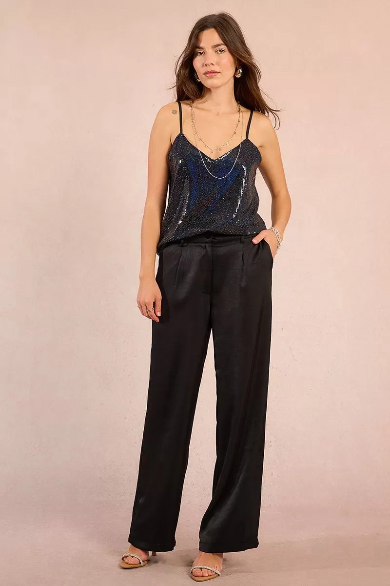 Molly Bracken Sequin Black V Neck Camisole