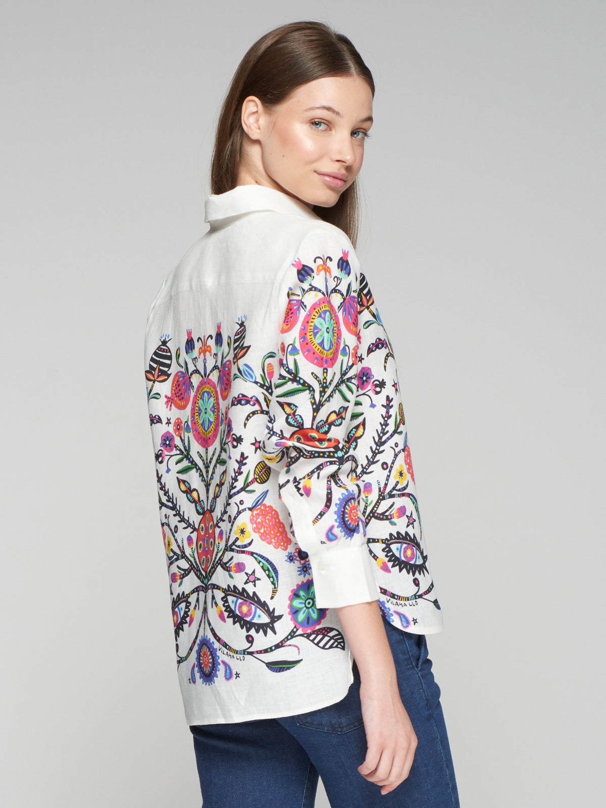 Vilagallo Isa Tree Of Life Linen Shirt