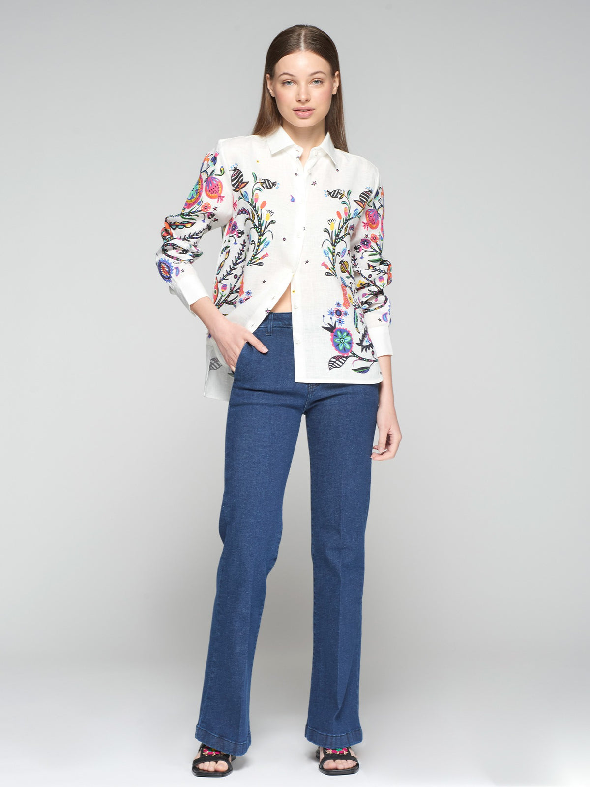 Vilagallo Isa Tree Of Life Linen Shirt