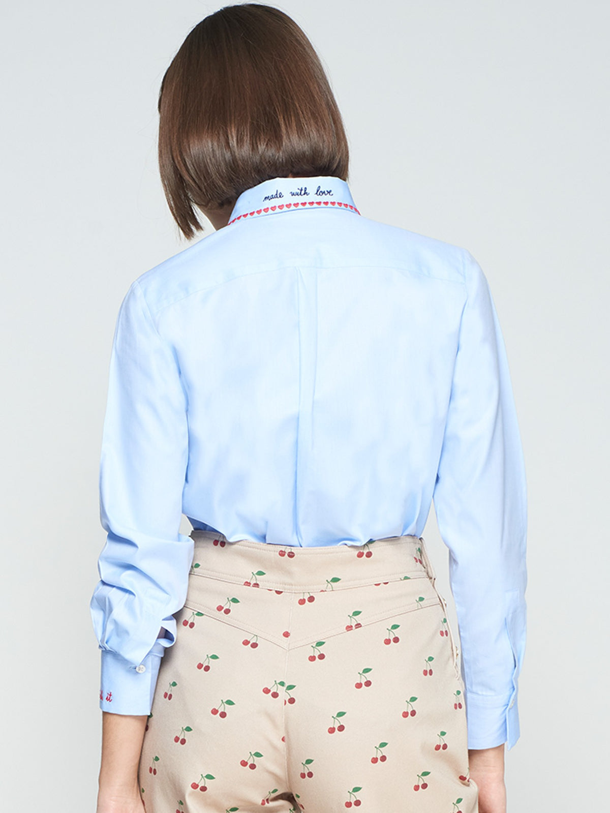 Vilagallo Light Blue Shirt With Heart Collar