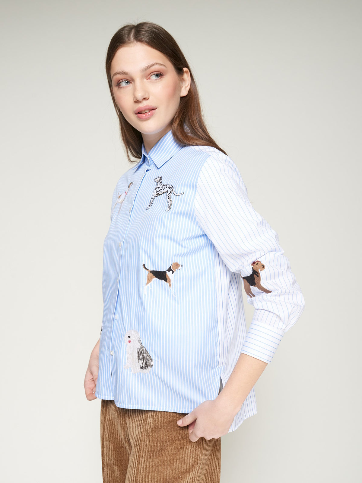 Vilagallo Blue Shirt With Dog Embroidery